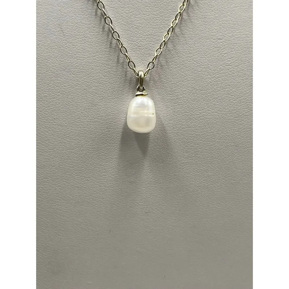 Kendra Scott Lindsay Silver Single Strand‎ White Pearl Necklace Reworked